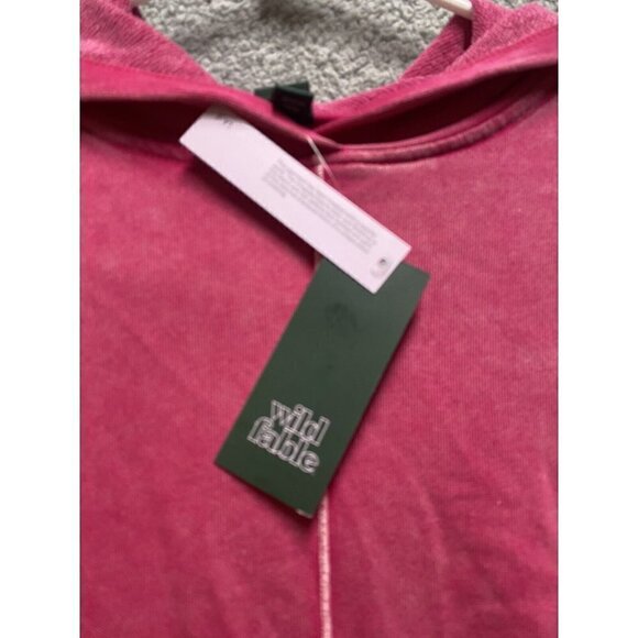 Womens Seamed Front Hooded Sweatshirt Pocket Magenta Pink Wild Fable S - Picture 5 of 6